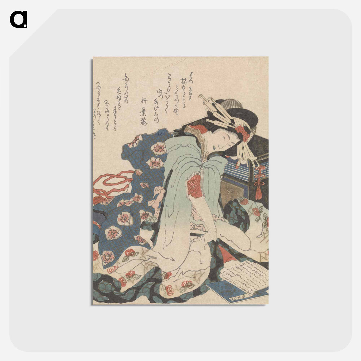 アートポストカード-A comparison of Genroku poems and shells - 葛飾 北斎 Postcard.