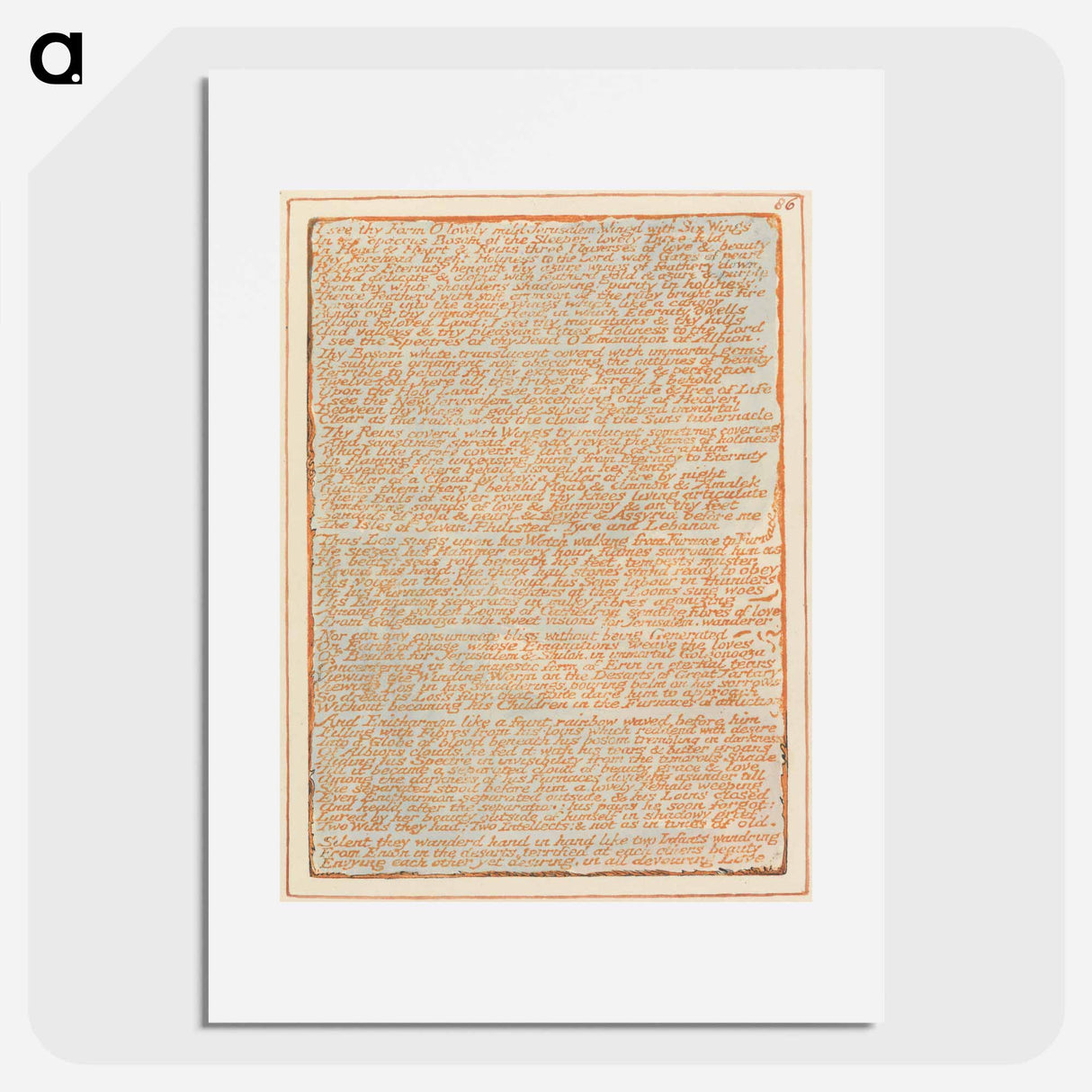 Jerusalem, Plate 86, "I see thy Form...." - ウィリアム ブレイク Poster.