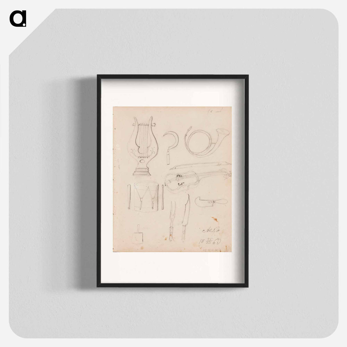 Lyyra, postitorvi, rumpu, viulu - アルバート エーデルフェルト Poster.