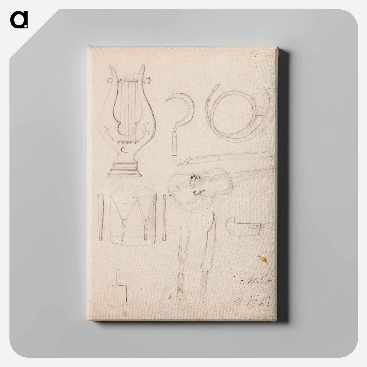 Lyyra, postitorvi, rumpu, viulu - アルバート エーデルフェルト Canvas.