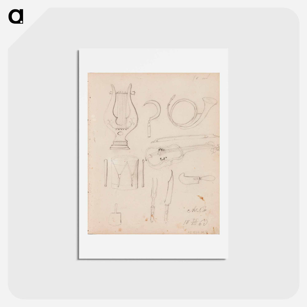 Lyyra, postitorvi, rumpu, viulu - アルバート エーデルフェルト Postcard.