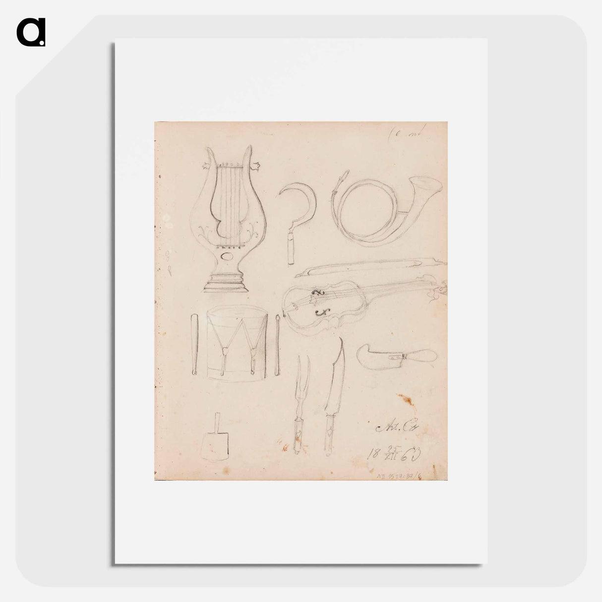 Lyyra, postitorvi, rumpu, viulu - アルバート エーデルフェルト Poster.