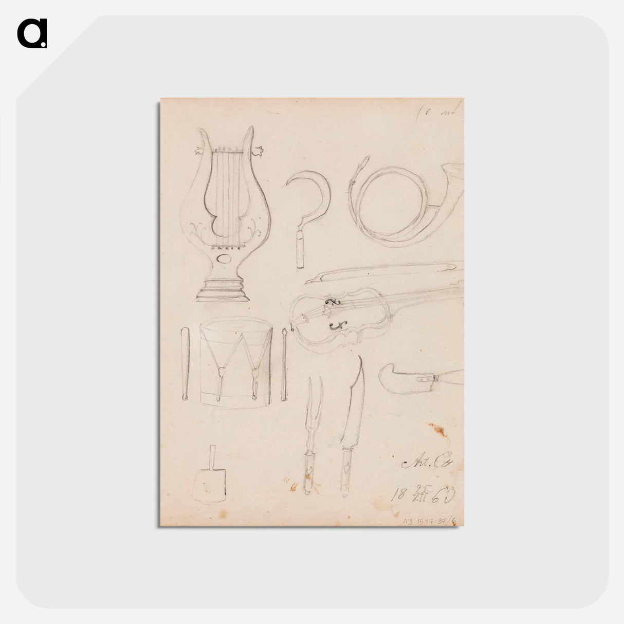 Lyyra, postitorvi, rumpu, viulu - アルバート エーデルフェルト Postcard.