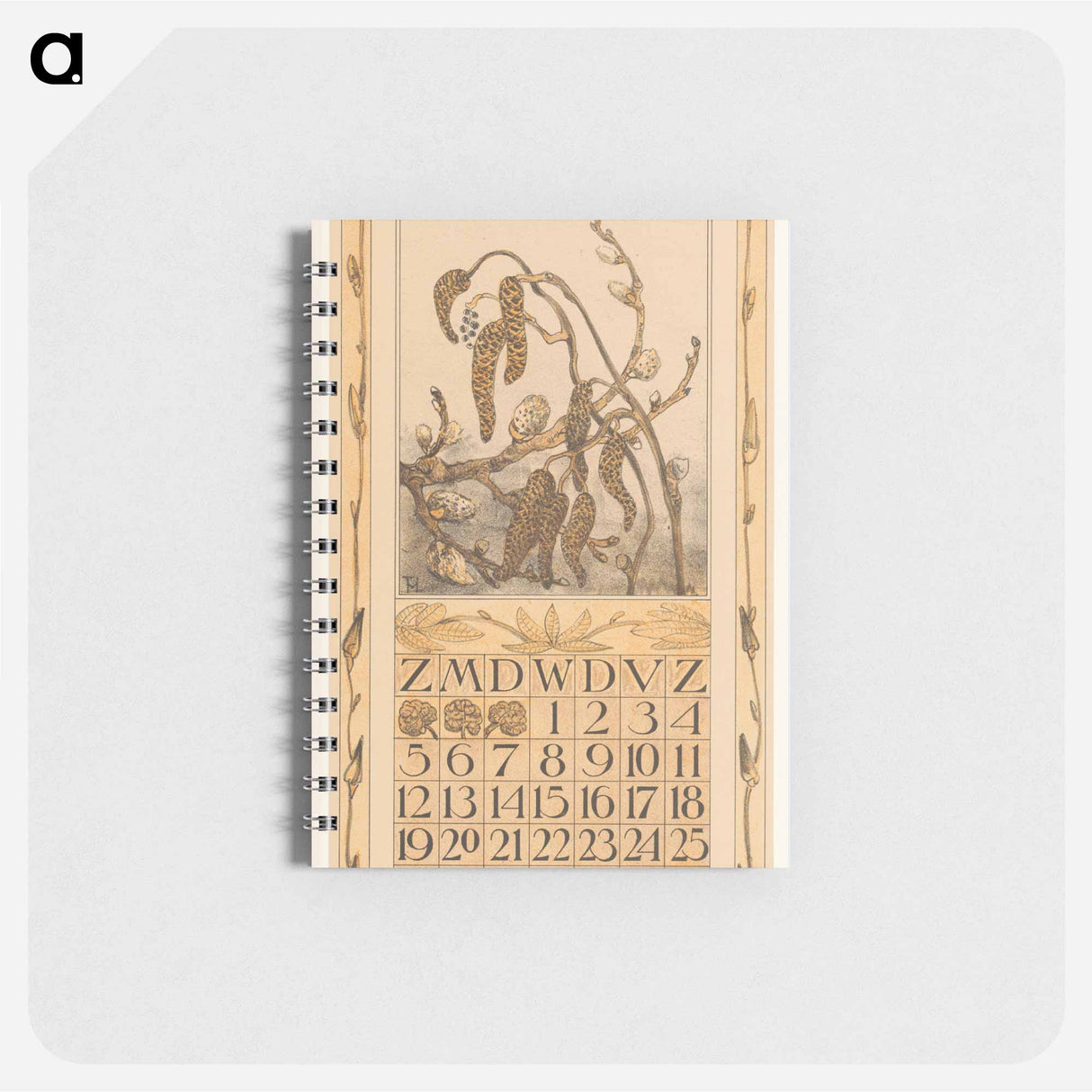 Kalenderblad maart met elzenkatjes - テオ ヴァン ホイテマ Memo.