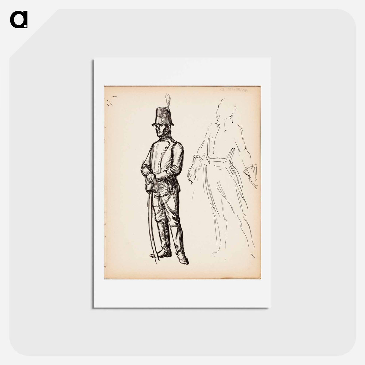 Kuvitusluonnos joko j. l. runebergin vänrikki stålin tarinoihin tai carl snoilsky, svenska bilder -teokseen - アルバート エーデルフェルト Postcard.