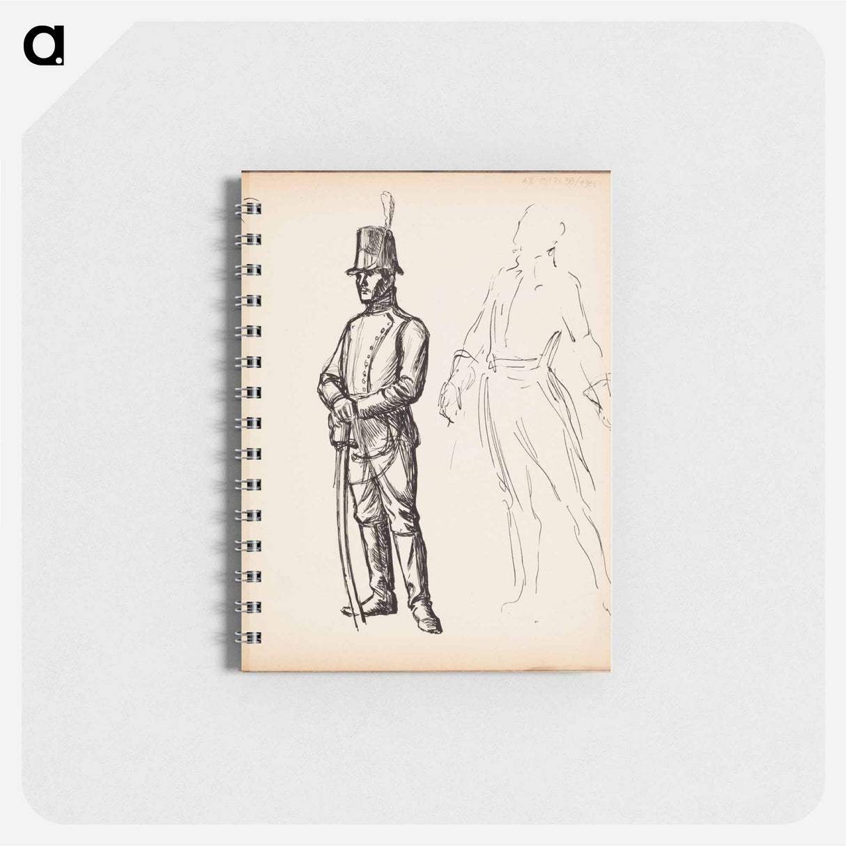 Kuvitusluonnos joko j. l. runebergin vänrikki stålin tarinoihin tai carl snoilsky, svenska bilder -teokseen - アルバート エーデルフェルト Memo.