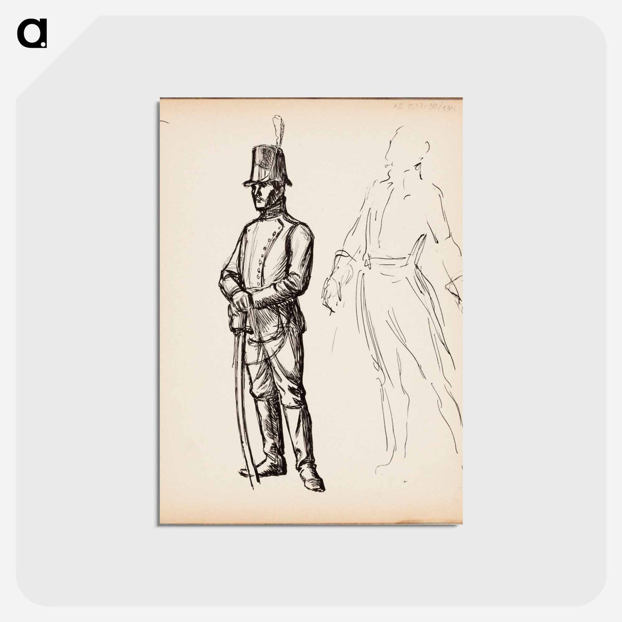 Kuvitusluonnos joko j. l. runebergin vänrikki stålin tarinoihin tai carl snoilsky, svenska bilder -teokseen - アルバート エーデルフェルト Postcard.