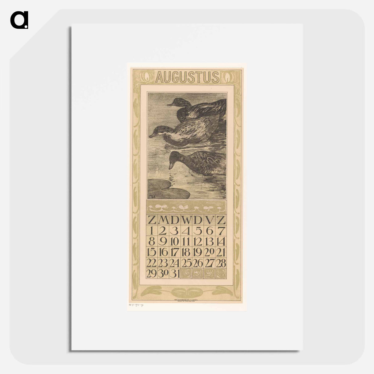 Calendar August meets three times a year - Theo van Hoytema Poster.