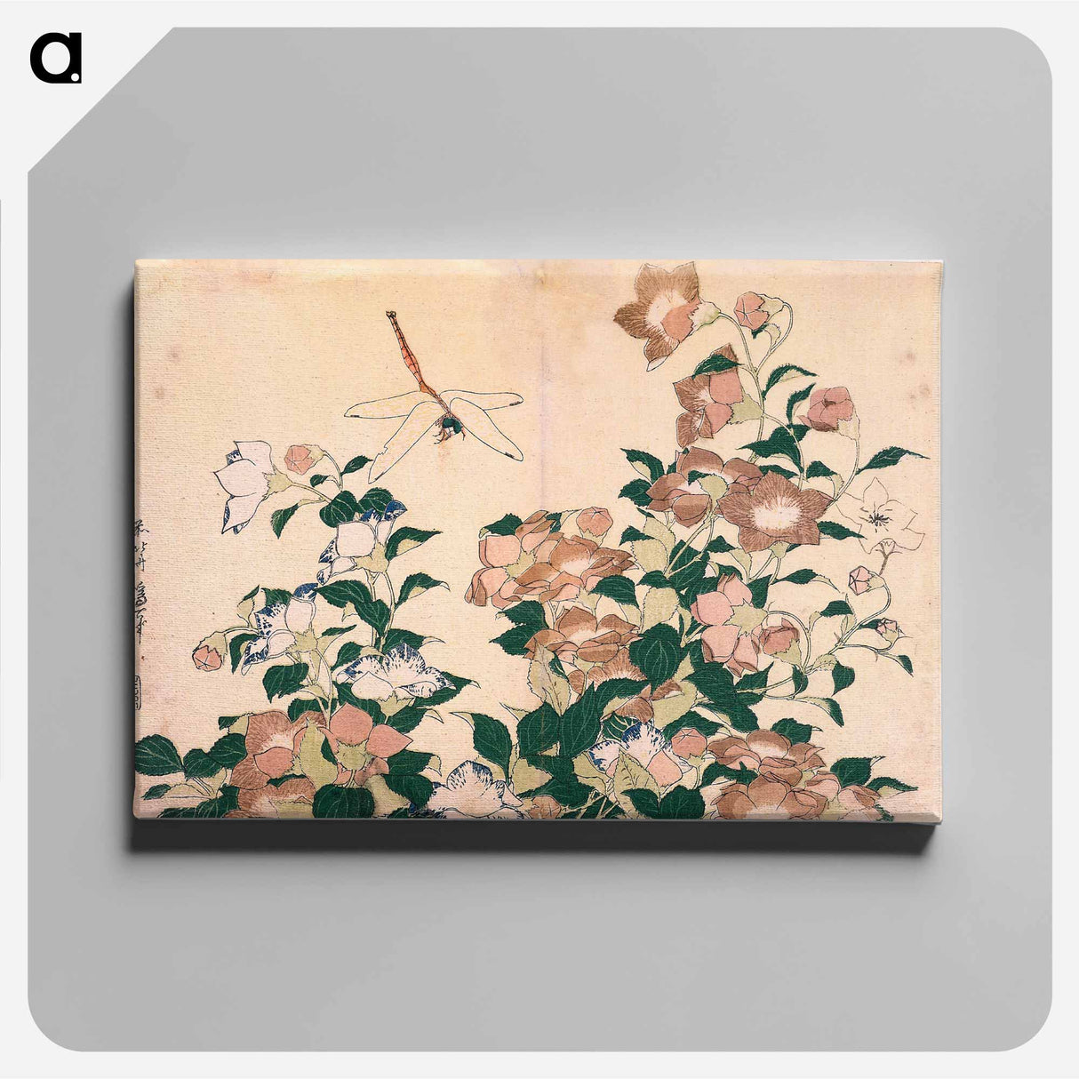 アートパネル-Bellflower and Dragonfly - 葛飾 北斎 Canvas.