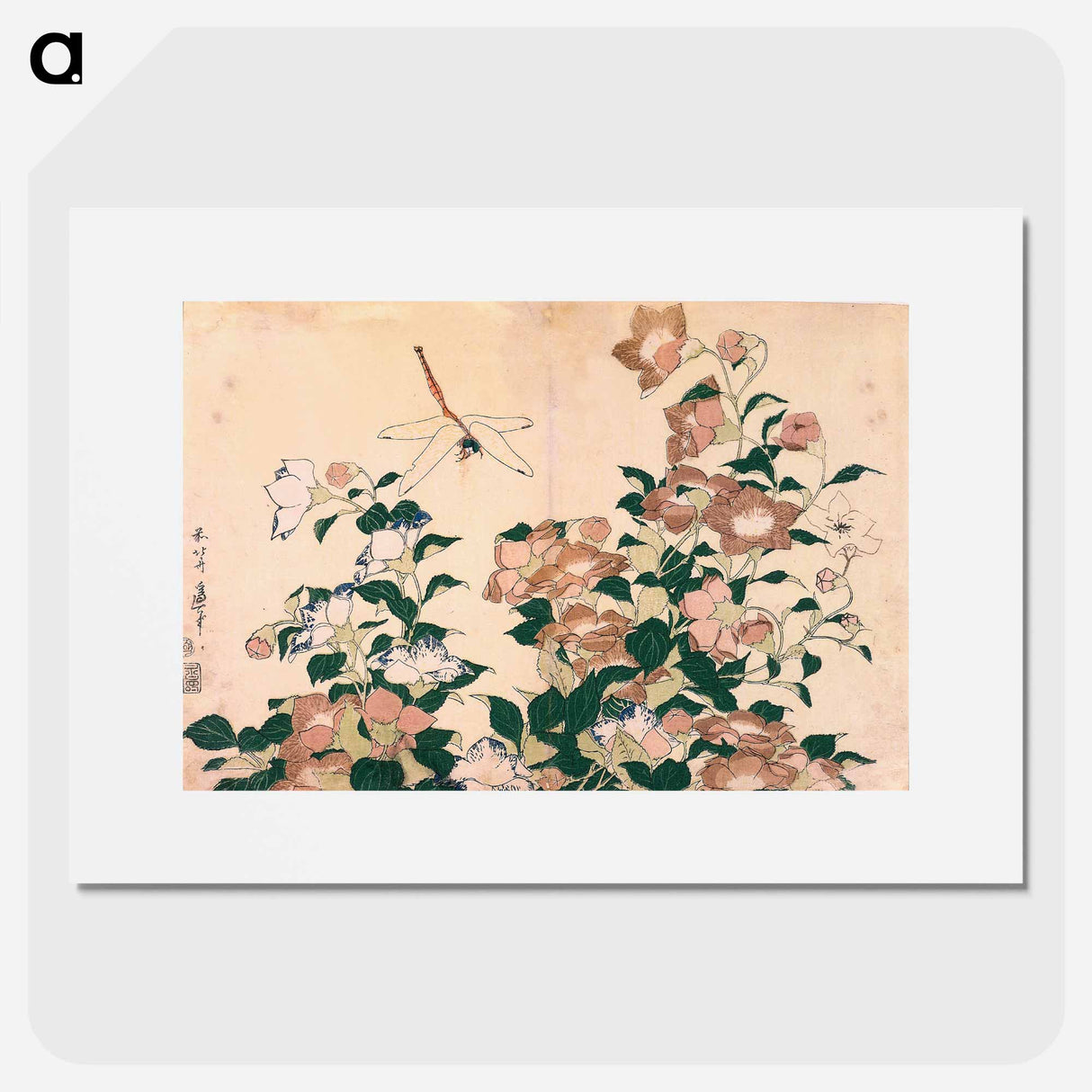 アートポスター-Bellflower and Dragonfly - 葛飾 北斎 Poster.