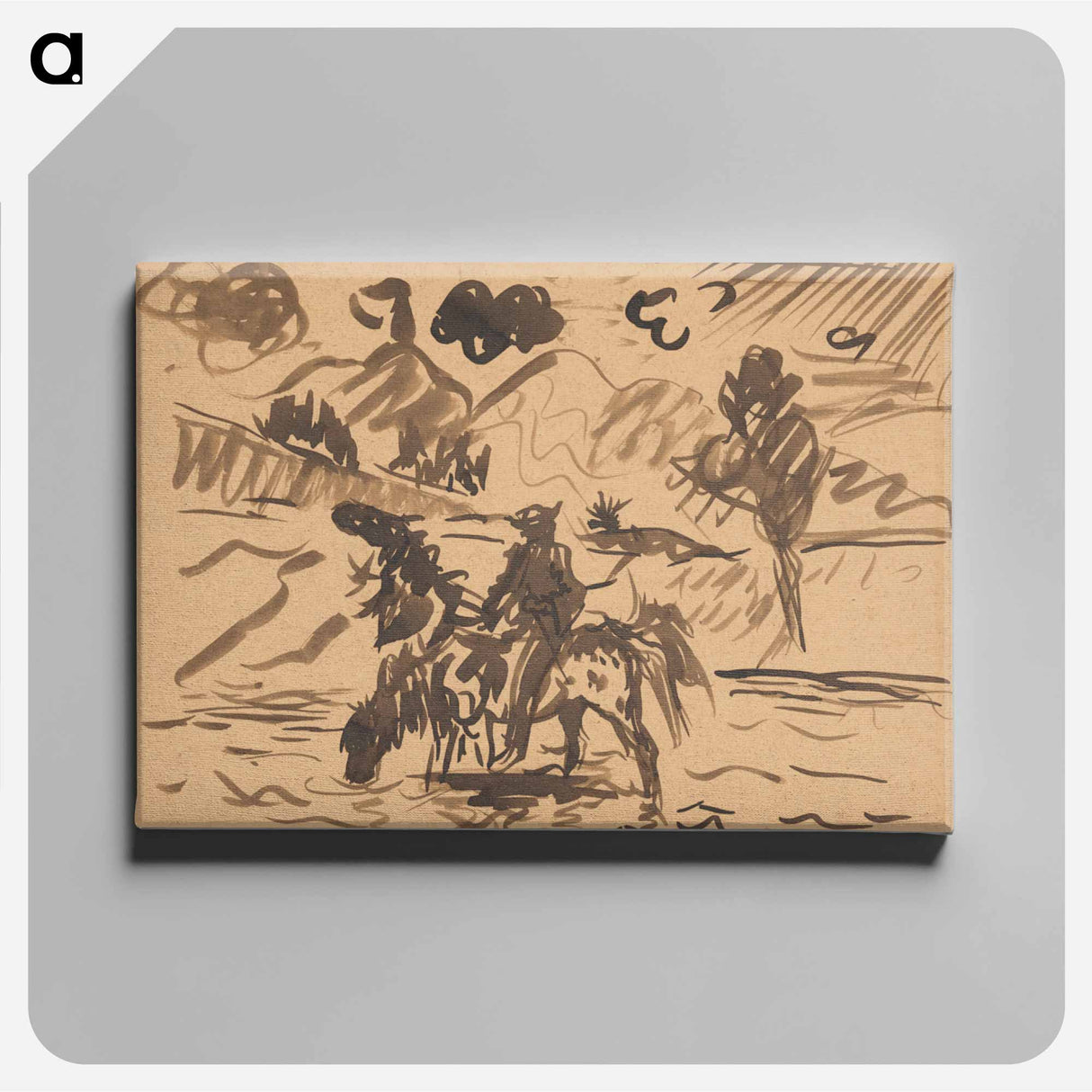 アートパネル-A drinking horse - アーノルド ピーター ワイズ クビンチャン Canvas.