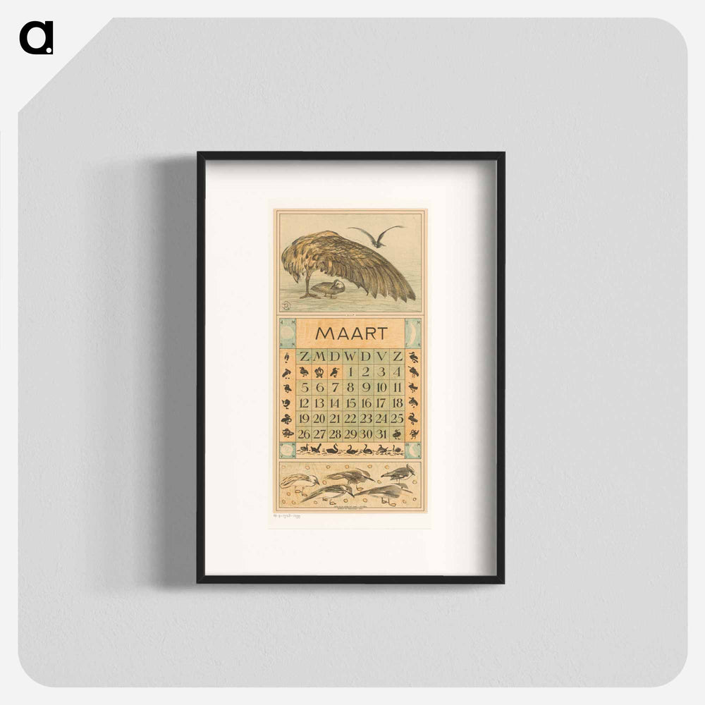 Calenderblad maart met wulp - Theo van Hoytema Poster.