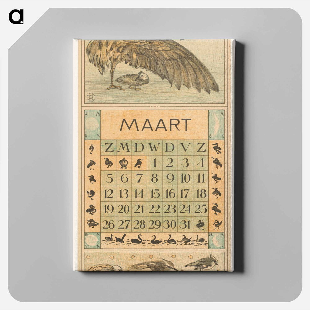 Calenderblad maart met wulp - Theo van Hoytema Canvas.