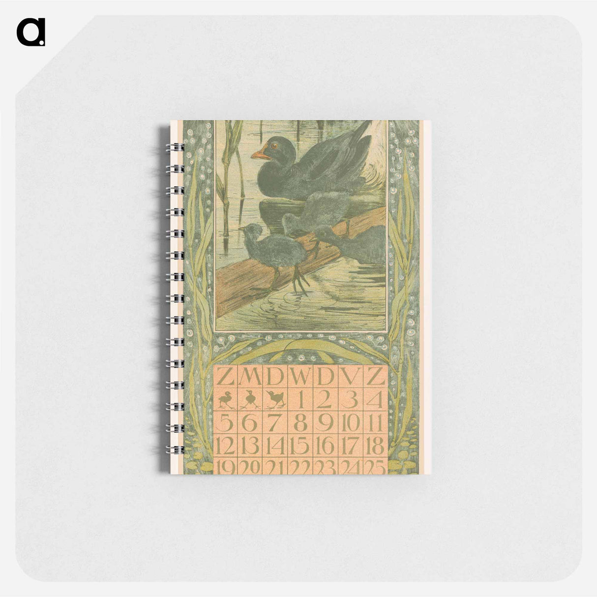 Kalenderblad juni met zwarte eend - テオ ヴァン ホイテマ Memo.