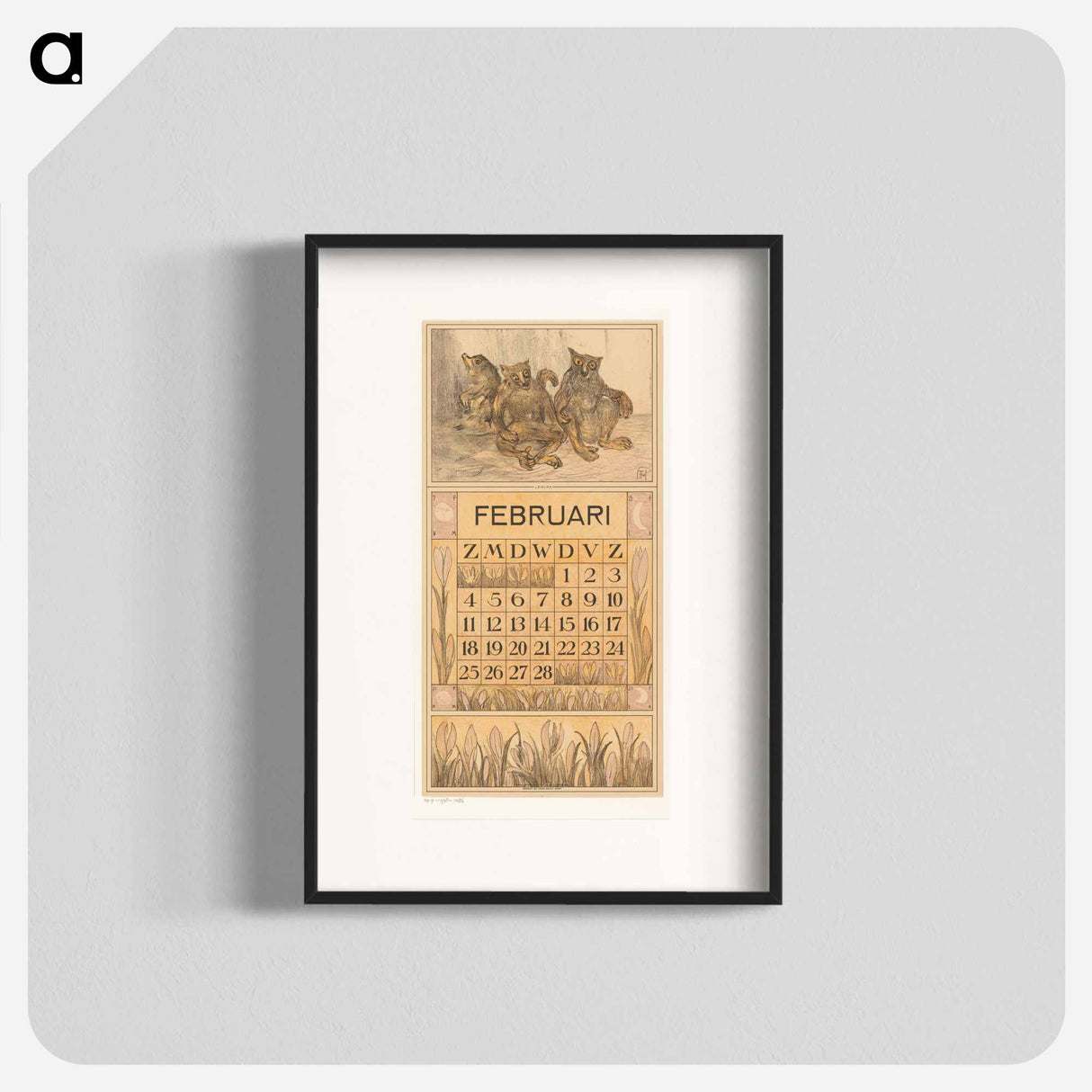 Calendar February with Lemuren - Theo van Hoytema Poster.