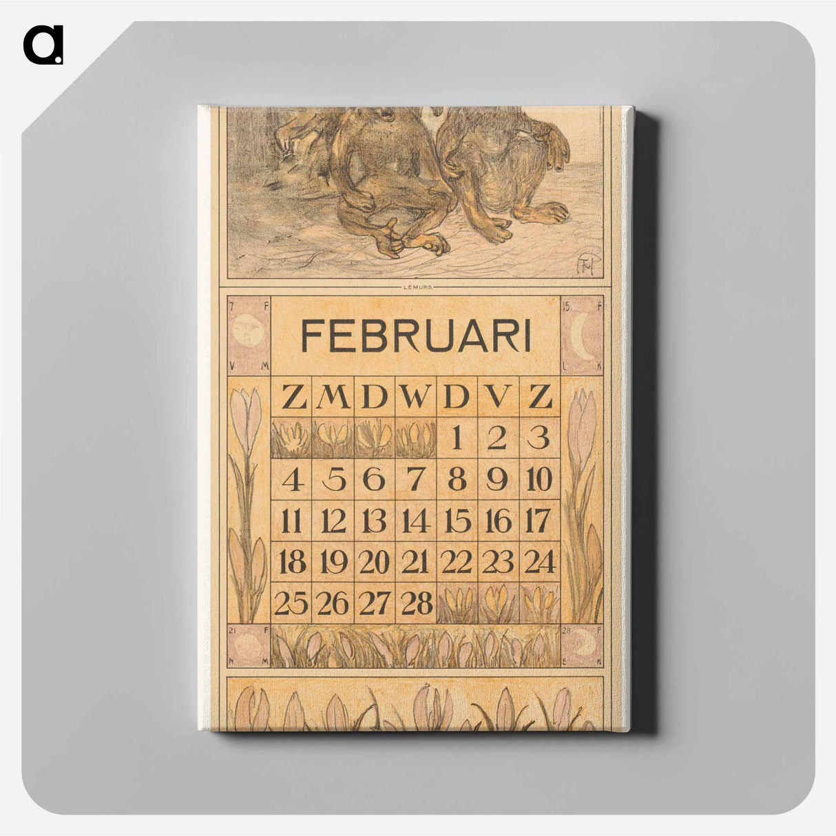 Calendar February with Lemons - Theo van Hoytema Canvas.