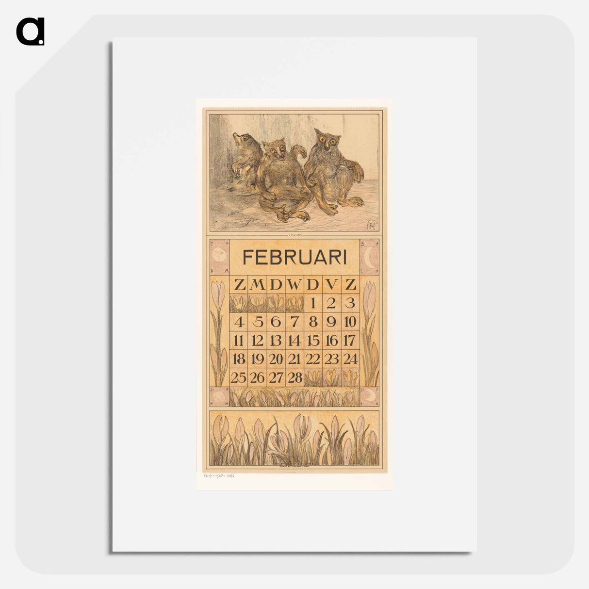 Calendar February with Lemuren - Theo van Hoytema Poster.