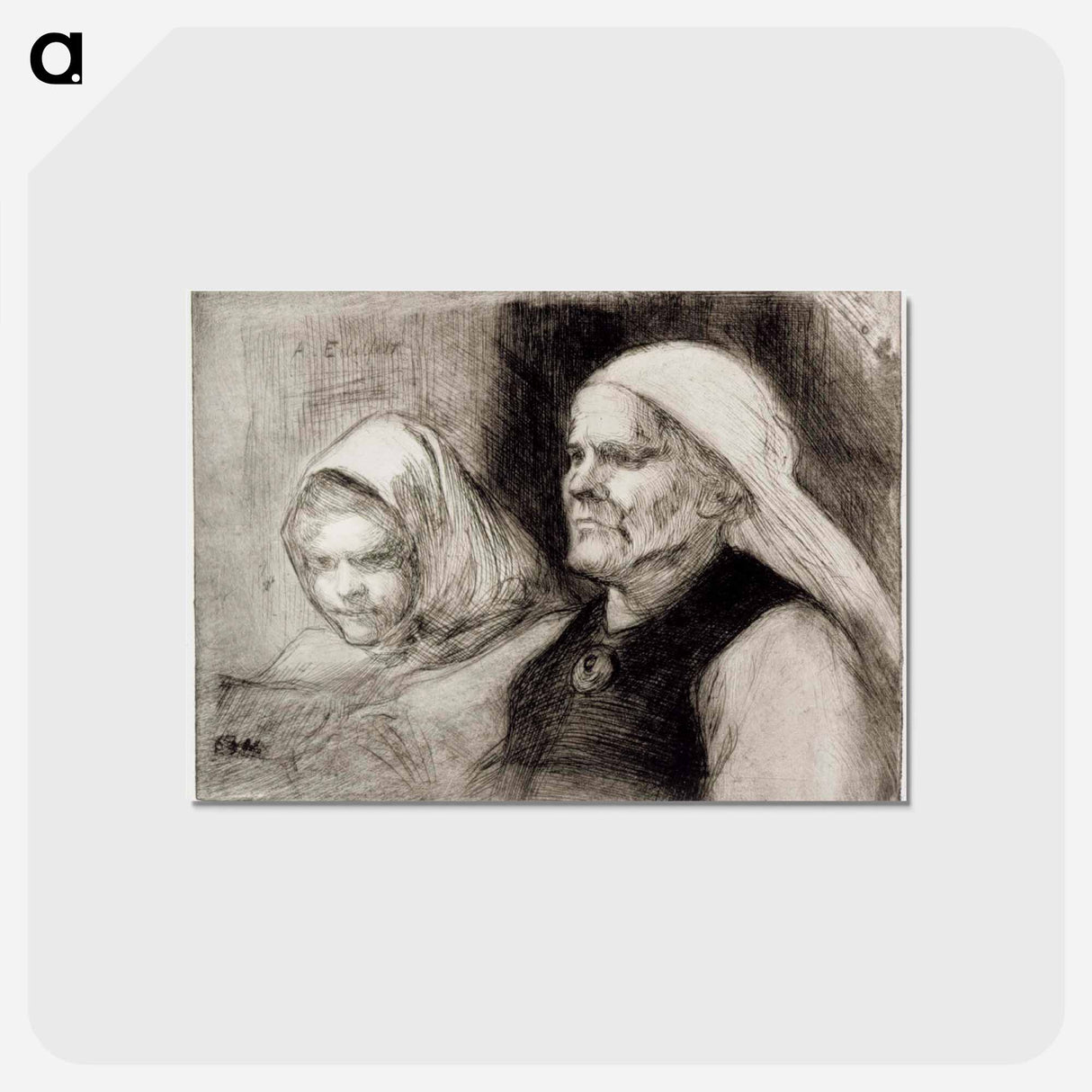 Ruokolahden eukko ja tyttö - アルバート エーデルフェルト Postcard.