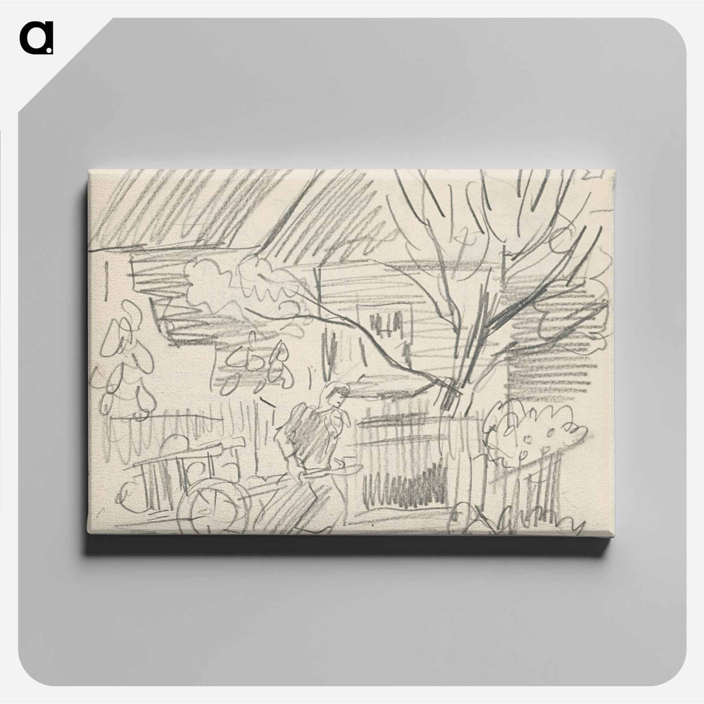 Sketchbook 16 a woman pulling a cart around the village - アーノルド ピーター ワイズ クビンチャン Canvas.