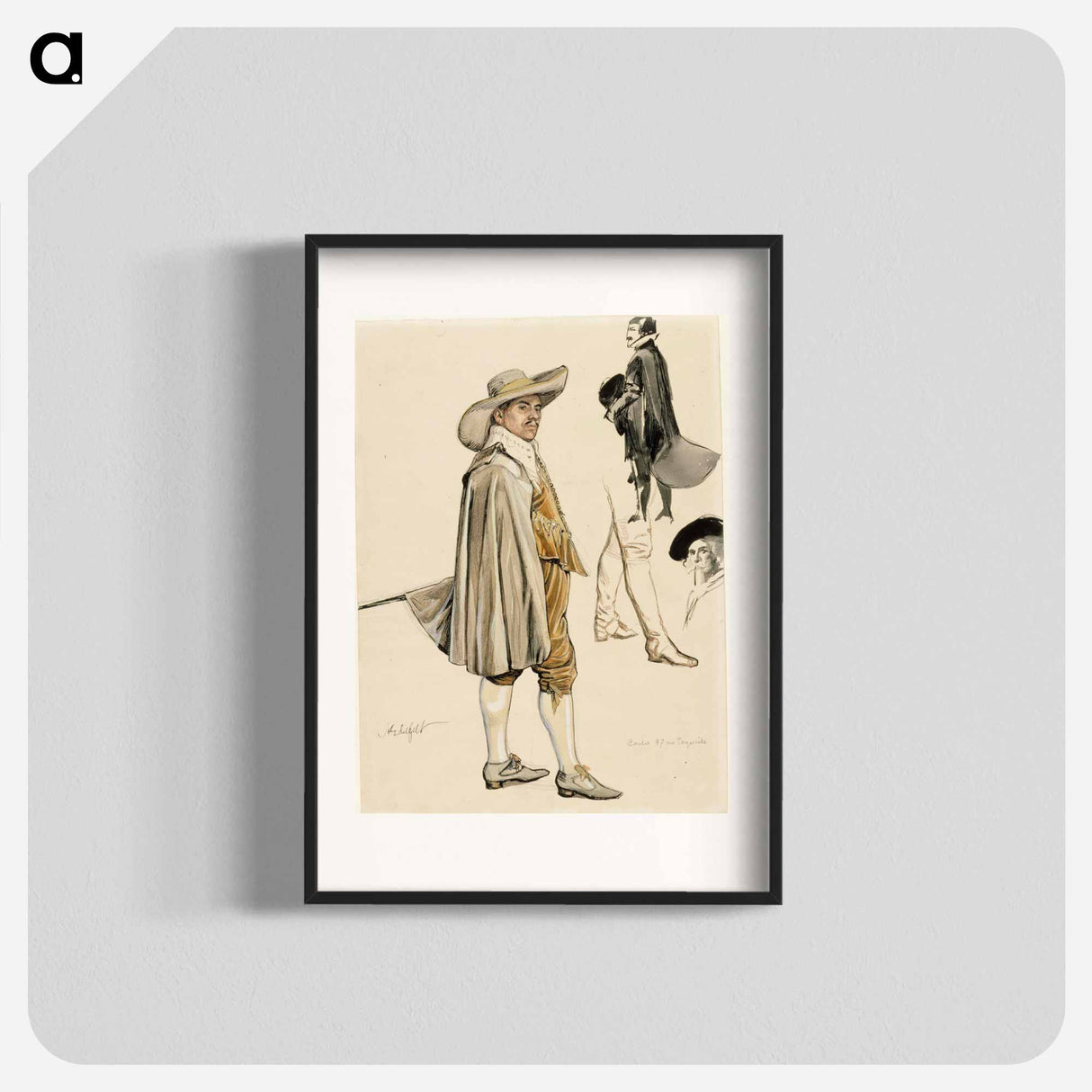 Pukukuvia: 1600-luvun hovimies, sotilas, miehen pää ja jalat - アルバート エーデルフェルト Poster.