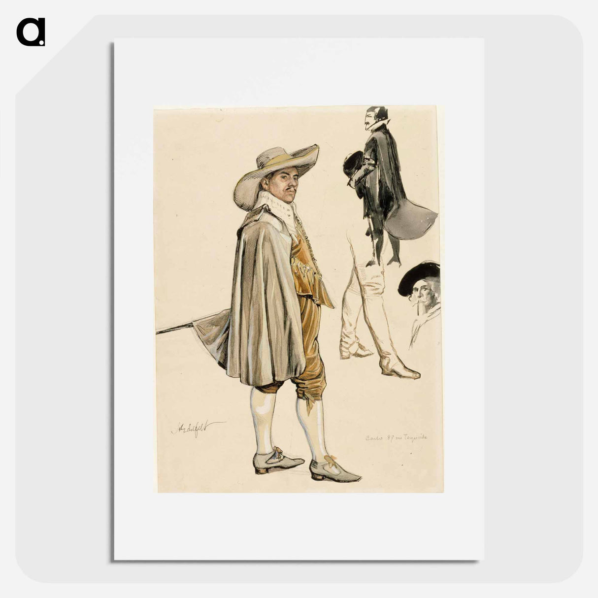 Pukukuvia: 1600-luvun hovimies, sotilas, miehen pää ja jalat - アルバート エーデルフェルト Poster.