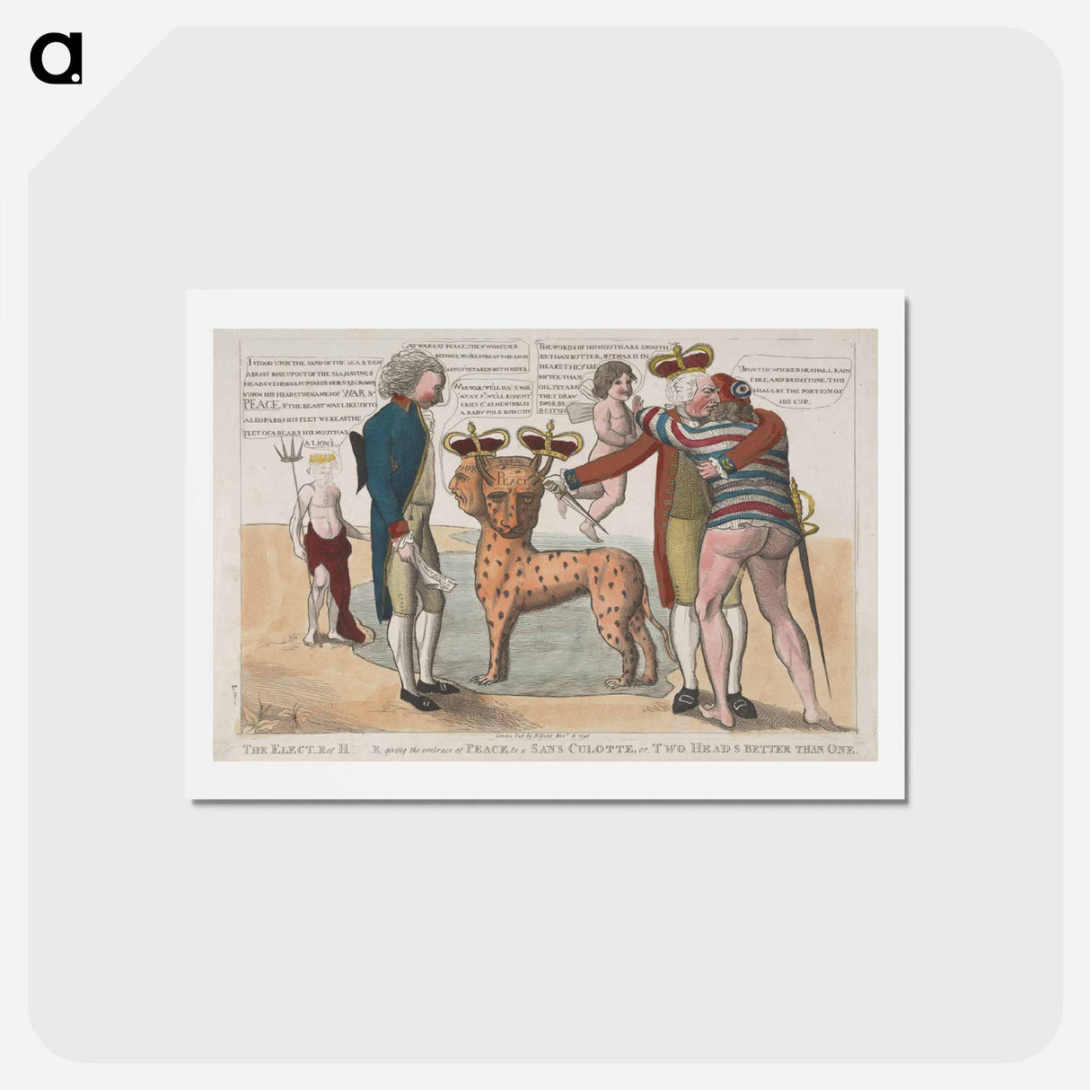 アートポストカード-The Elect-r- or H---R- Giving the Embrace of Peace, to a Sans Culotte, or, Two Head Better Than One
- イェール大学アートギャラリー Postcard.