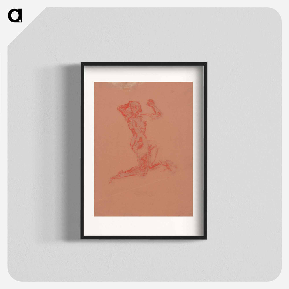 Kneeling male nude - アーノルド ピーター ワイズ クビンチャン Poster.