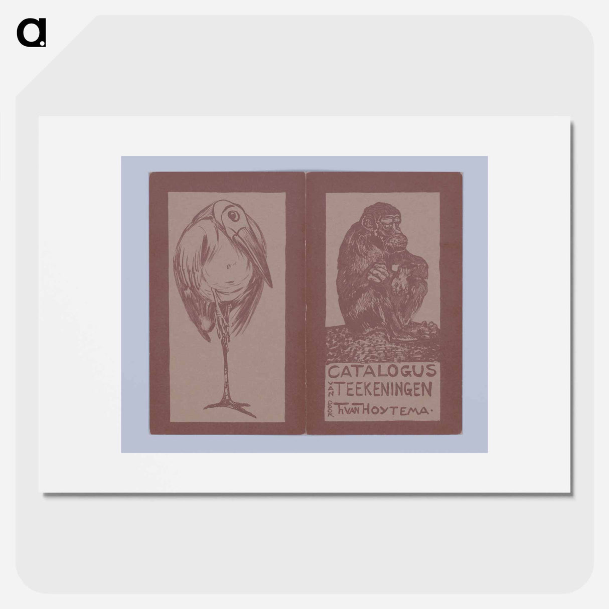 アートポスター-Catalogusomslag met aap en vogel by Theo van Hoytema - テオ ヴァン ホイテマ Poster.