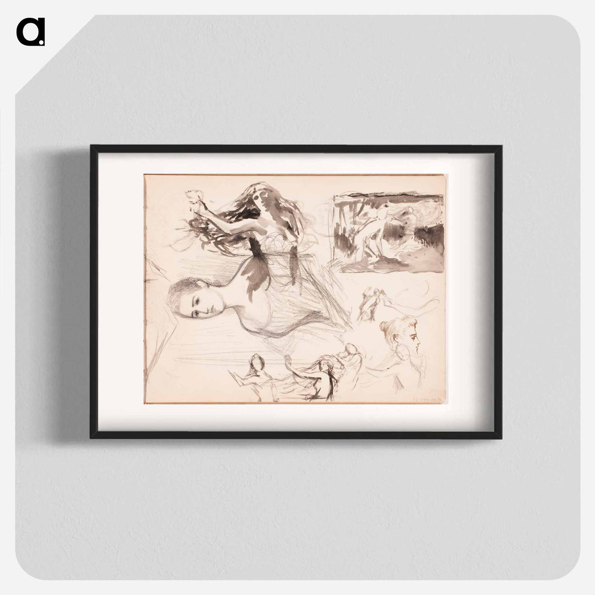 Luonnoksia maalaukseen nuorukainen ja vedenneito - アルバート エーデルフェルト Poster.