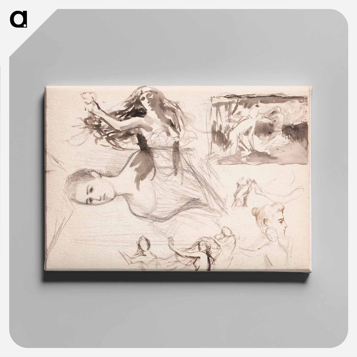 Luonnoksia maalaukseen nuorukainen ja vedenneito - アルバート エーデルフェルト Canvas.