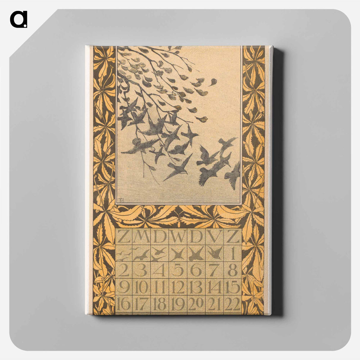 Calendar October with bladeren and figures - Theo van Hoytema Canvas.