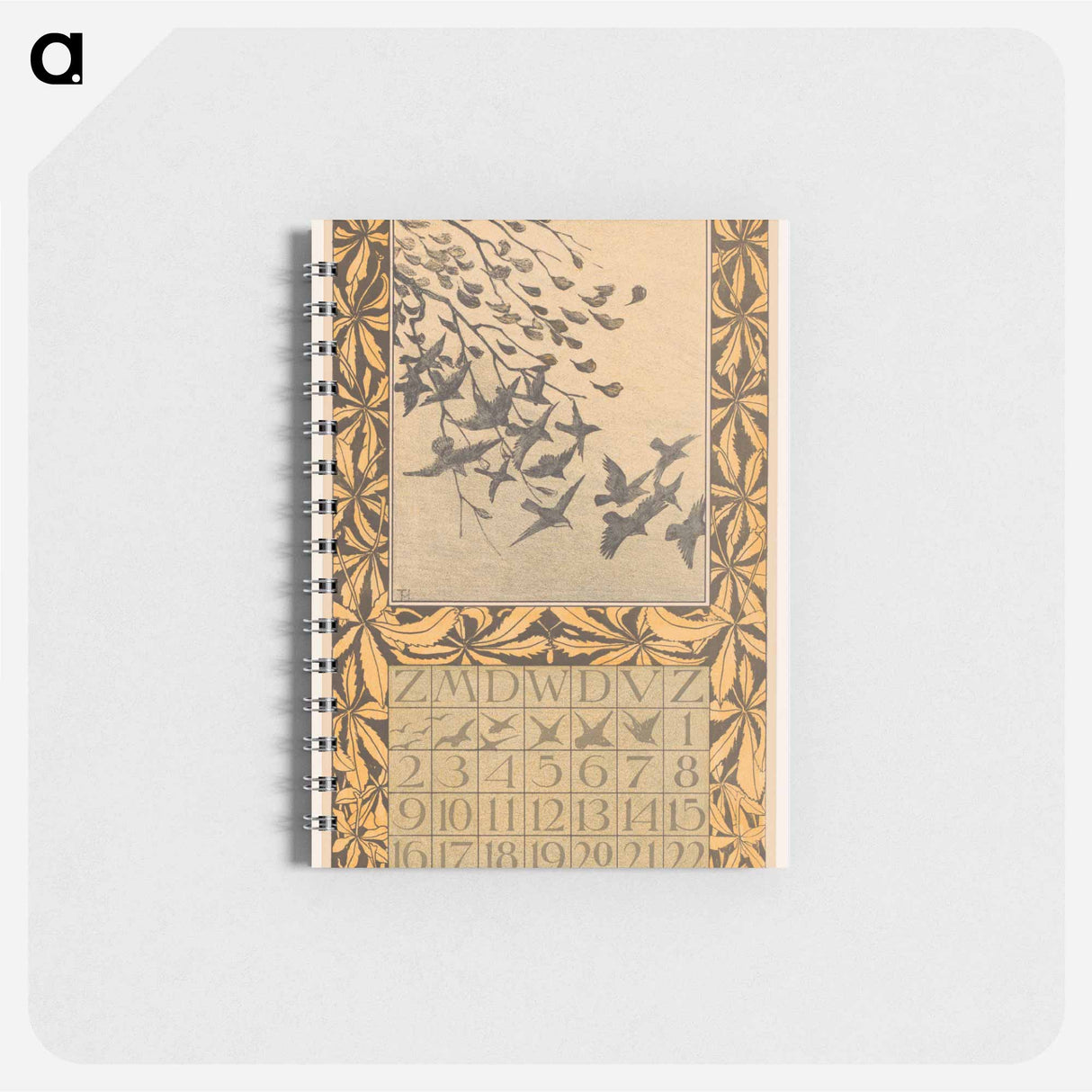 Kalenderblad oktober met bladeren en vogels - テオ ヴァン ホイテマ Memo.