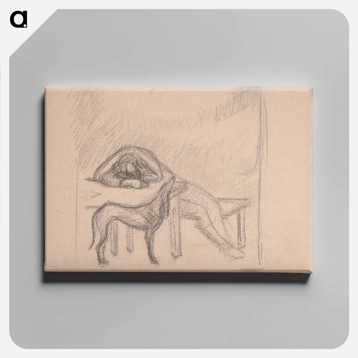 アートパネル-A dog and a sleeping figure, and an unfinished portrait - アーノルド ピーター ワイズ クビンチャン Canvas.