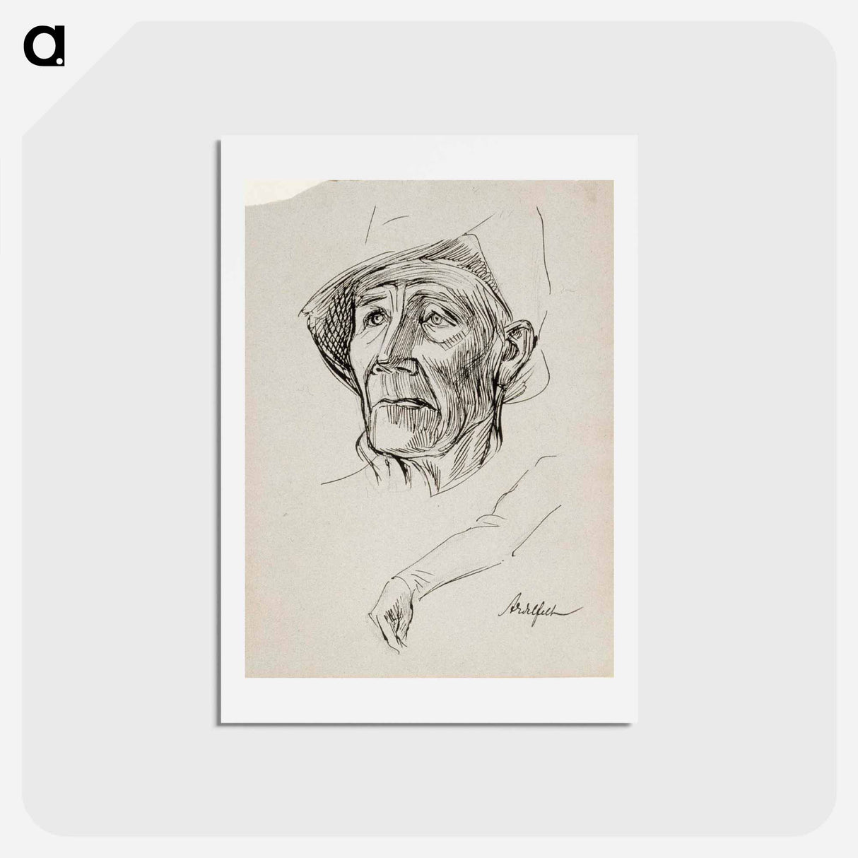 Suomalaisen sotilaan pää, alempana käsivarsi - アルバート エーデルフェルト Postcard.