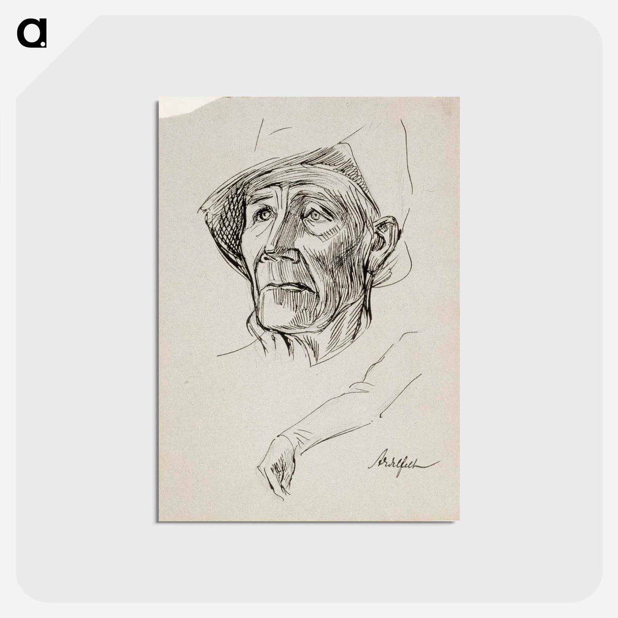 Suomalaisen sotilaan pää, alempana käsivarsi - アルバート エーデルフェルト Postcard.