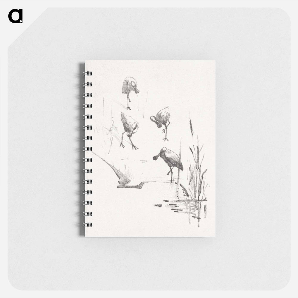 Wenskaart met vier lepelaars - テオ ヴァン ホイテマ Memo.