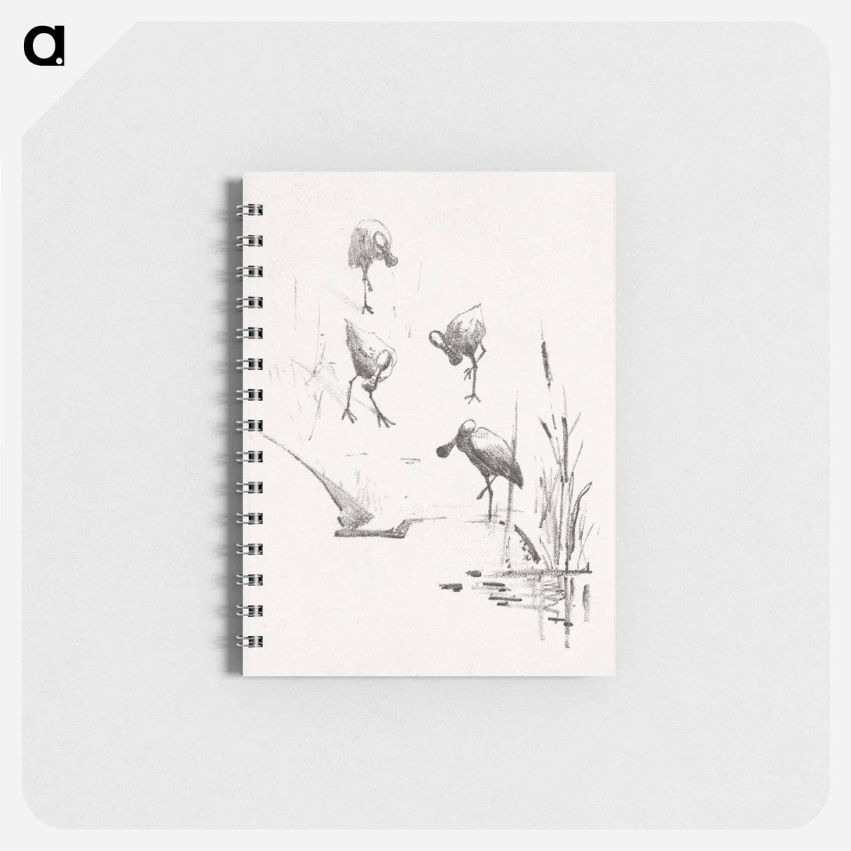 Wenskaart met vier lepelaars - テオ ヴァン ホイテマ Memo.