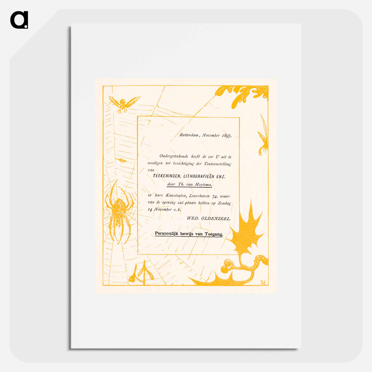 Uitnodiging met spin - Theo van Hoytema Poster.