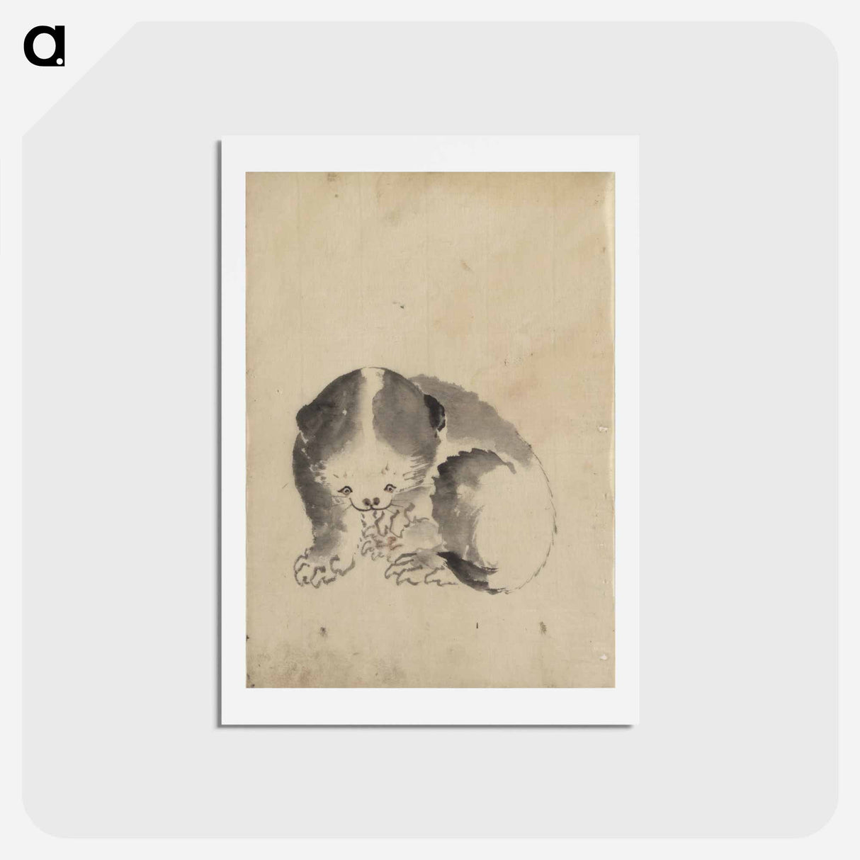 アートポストカード-A Cat cleaning its claws - 葛飾 北斎 Postcard.
