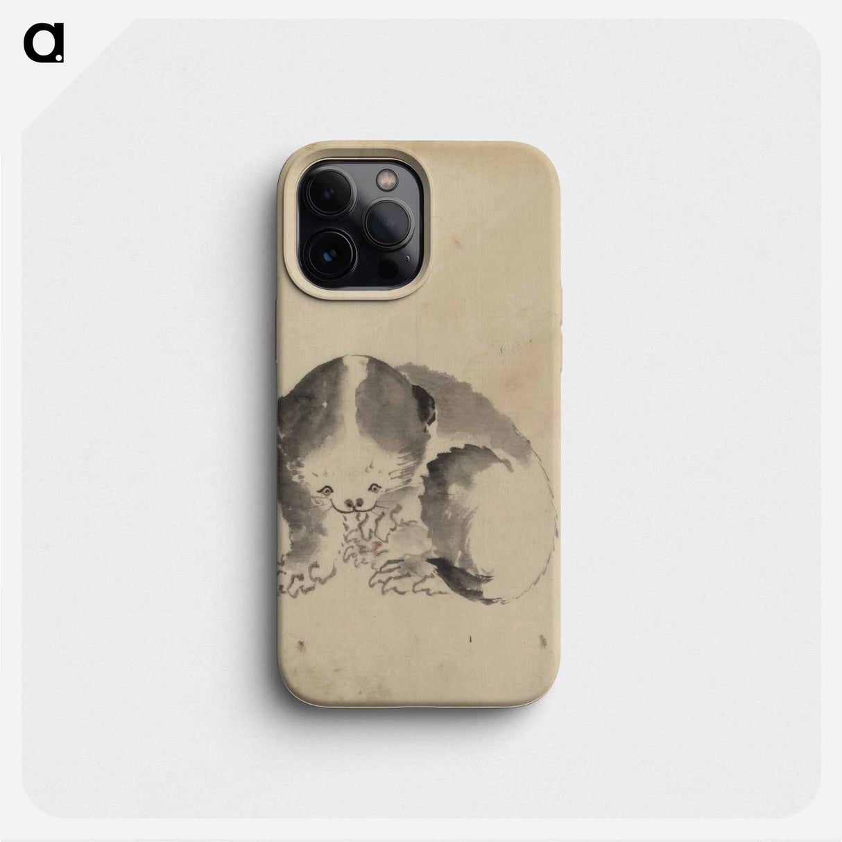 丸まる子猫の墨画 - 葛飾 北斎 Phone Case.