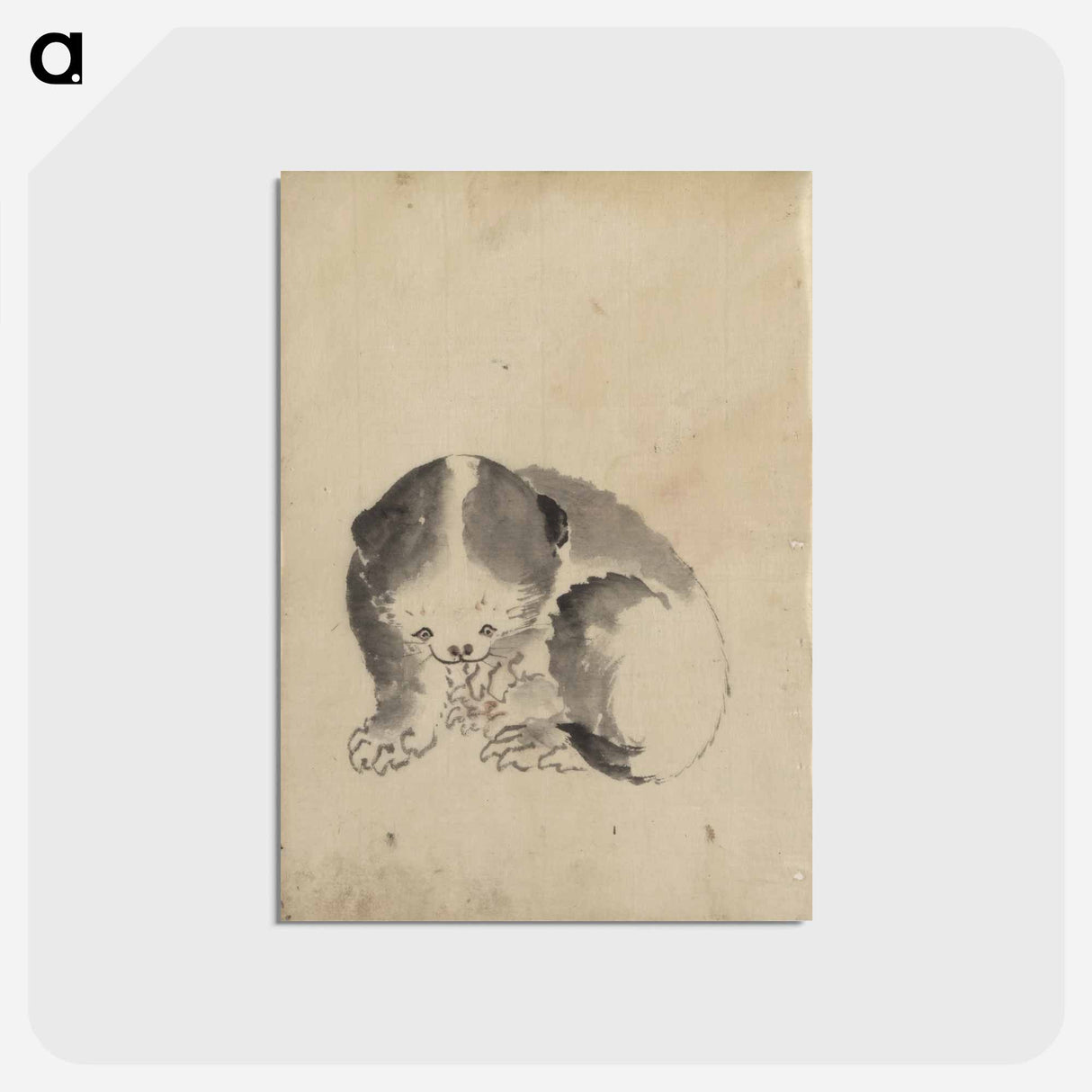 アートポストカード-A Cat cleaning its claws - 葛飾 北斎 Postcard.