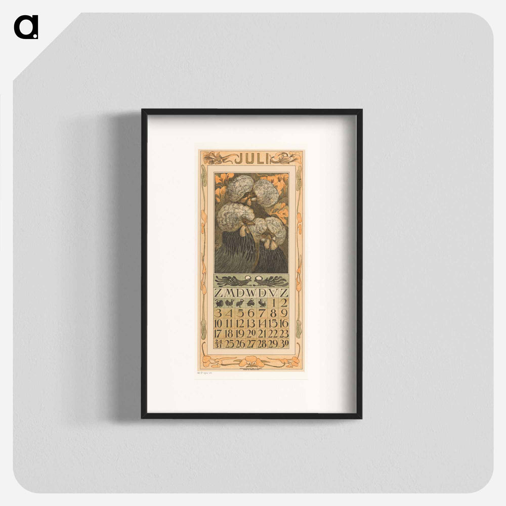 Calendar July with three cups - Theo van Hoytema Poster.