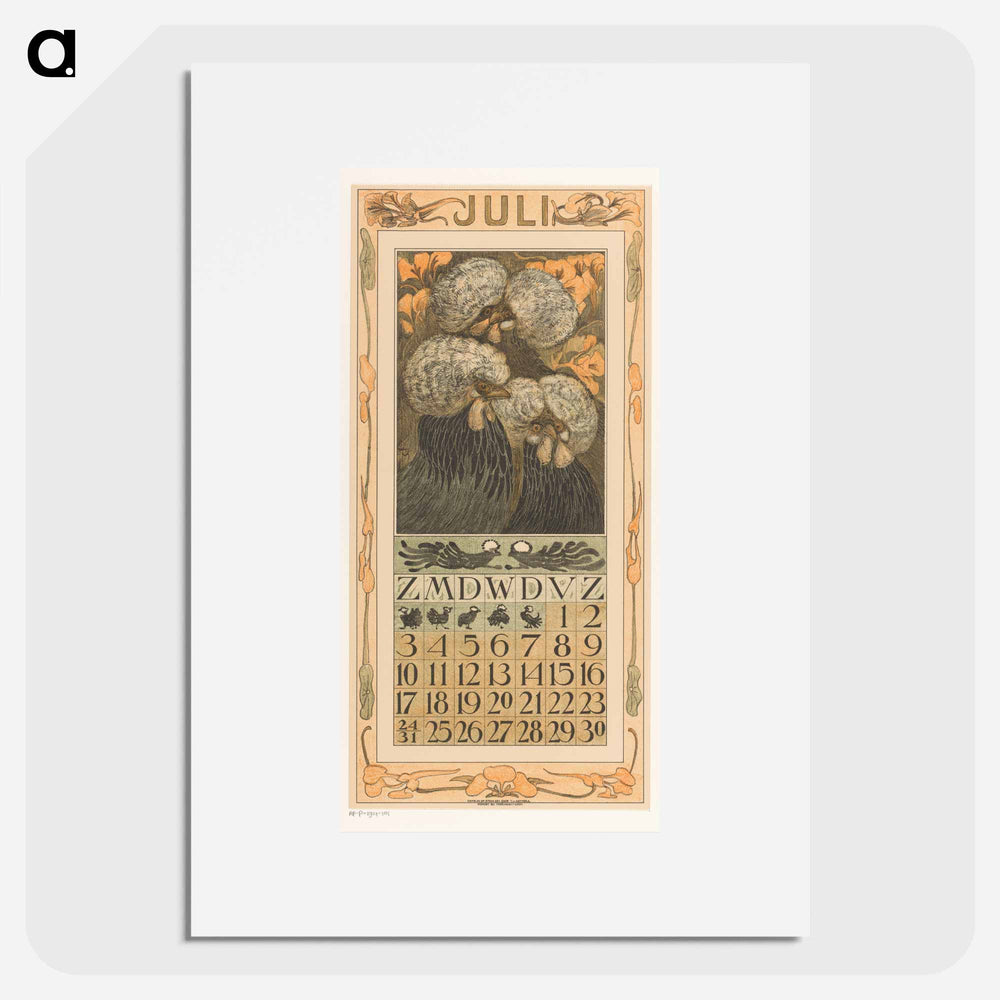 Calendar July with three cups - Theo van Hoytema Poster.