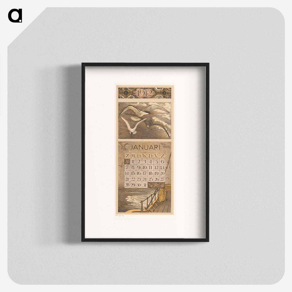 January calendar with snowflakes - Theo van Hoytema Poster.