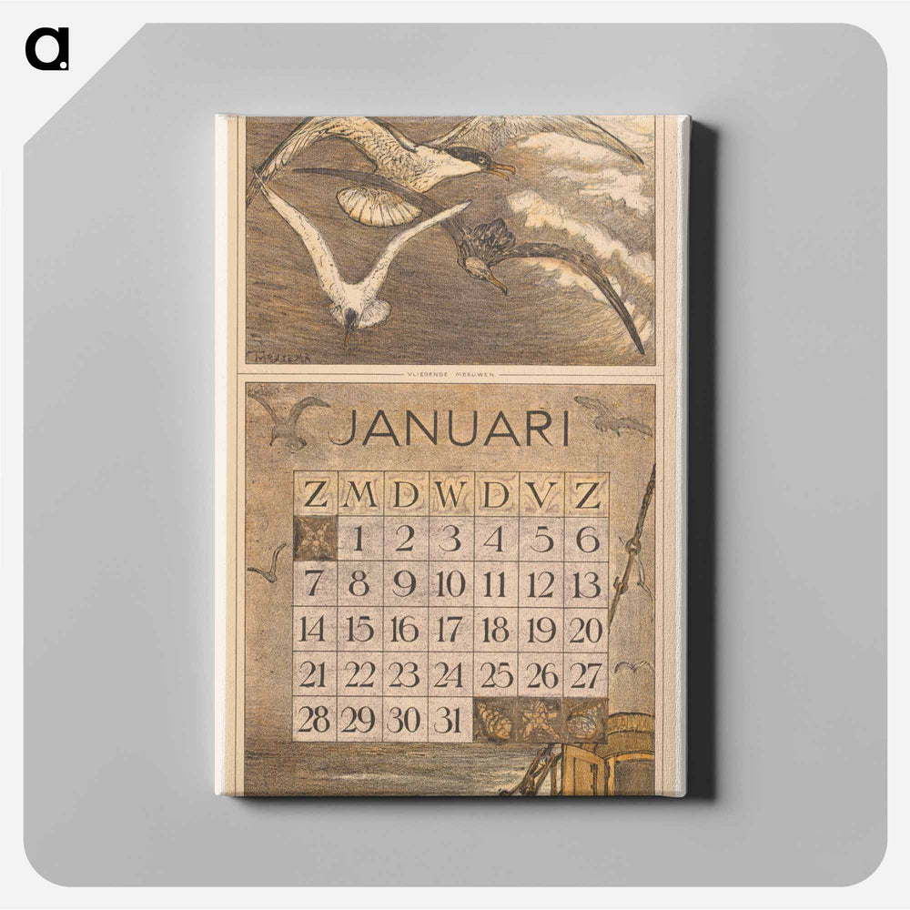 January calendar with snowflakes - Theo van Hoytema Canvas.