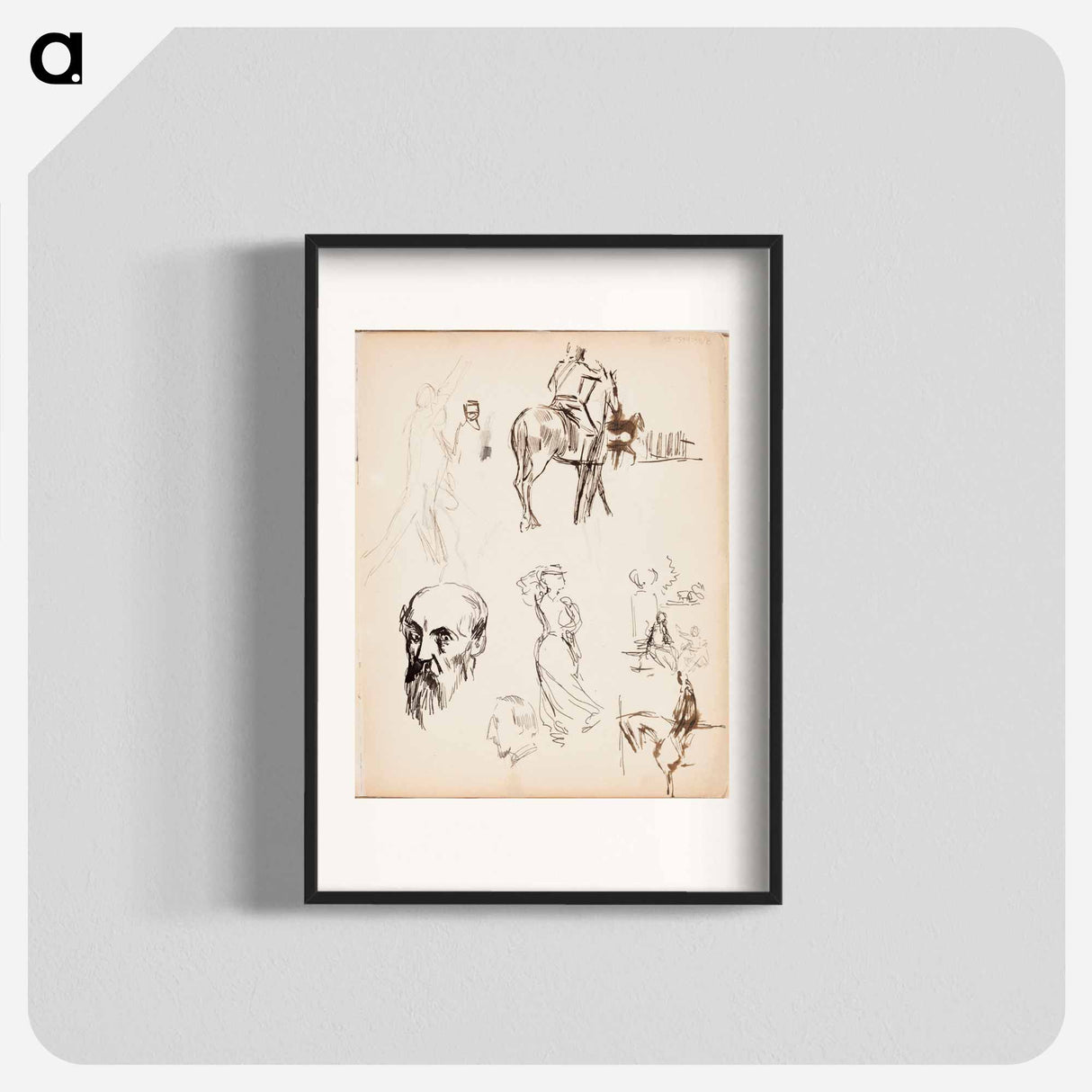 Carl Snoilsky, svenska bilder -kirjan kuvitus, luonnoksia - アルバート エーデルフェルト Poster.