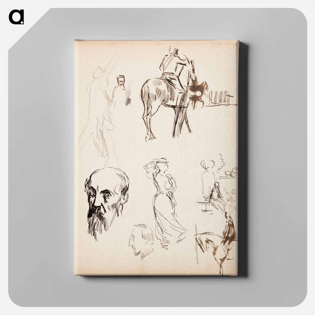 Carl Snoilsky, svenska bilder -kirjan kuvitus, luonnoksia - アルバート エーデルフェルト Canvas.