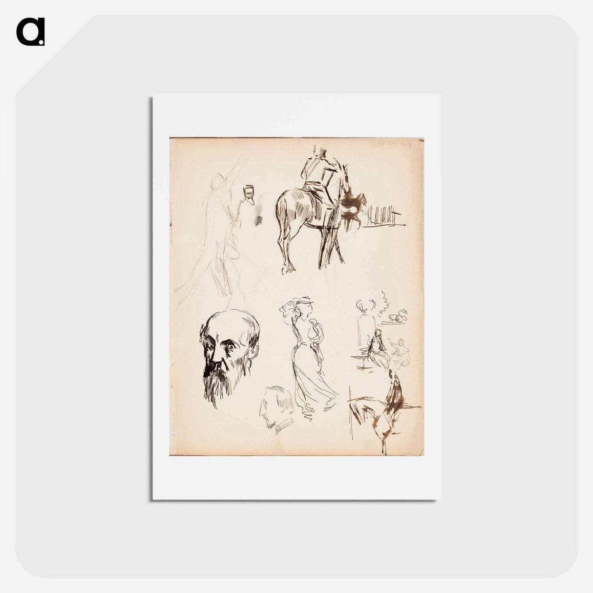 Carl Snoilsky, svenska bilder -kirjan kuvitus, luonnoksia - アルバート エーデルフェルト Postcard.