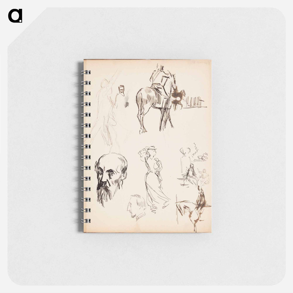 Carl Snoilsky, svenska bilder -kirjan kuvitus, luonnoksia - アルバート エーデルフェルト Memo.