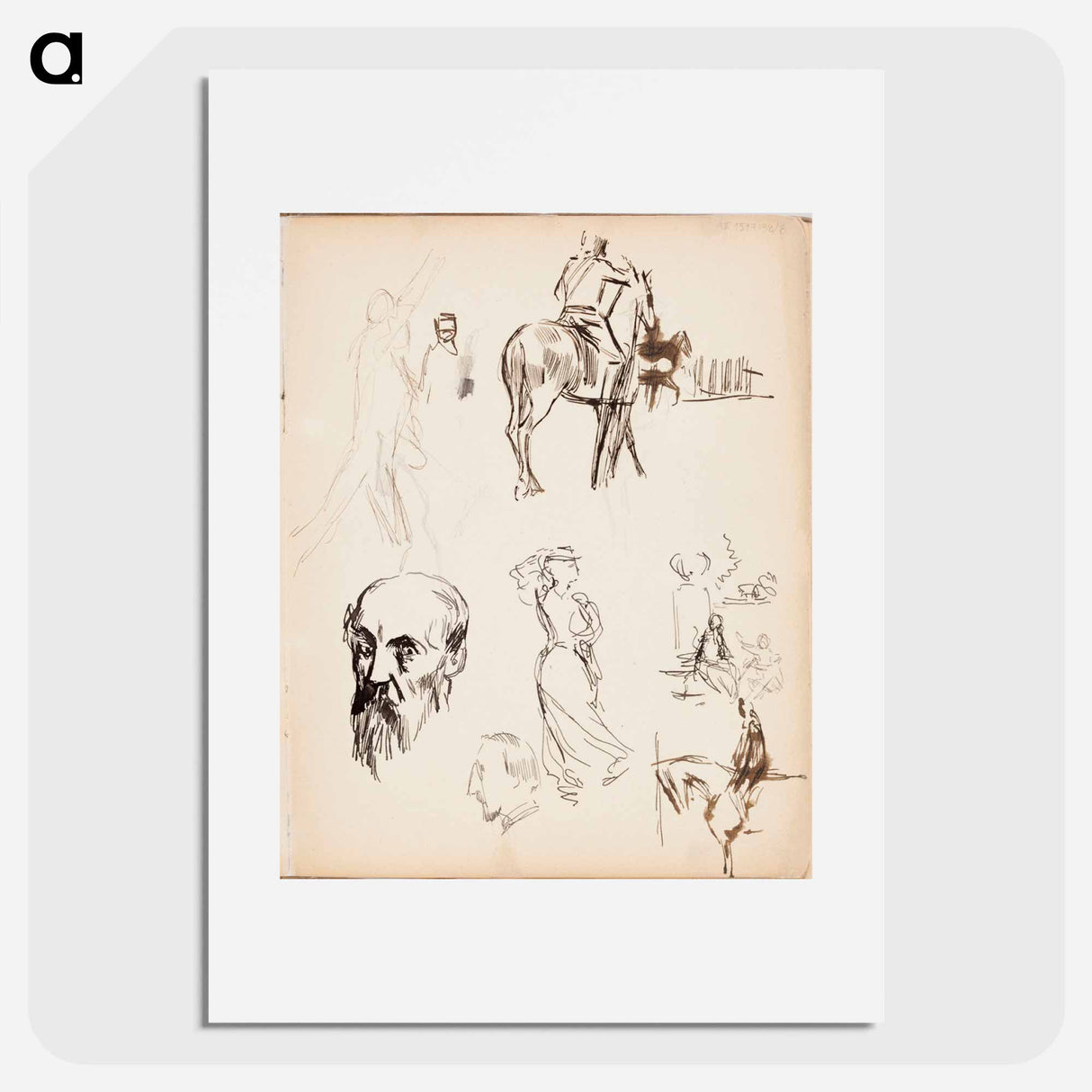 Carl Snoilsky, svenska bilder -kirjan kuvitus, luonnoksia - アルバート エーデルフェルト Poster.